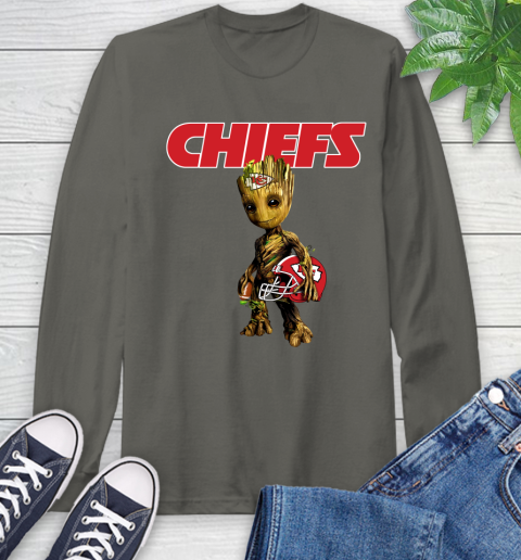 Kansas City Chiefs NFL Football Groot Marvel Guardians Of The Galaxy Long Sleeve T-Shirt 8