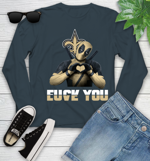 NHL New Orleans Saints Deadpool Love You Fuck You Football Sports Youth Long Sleeve 9
