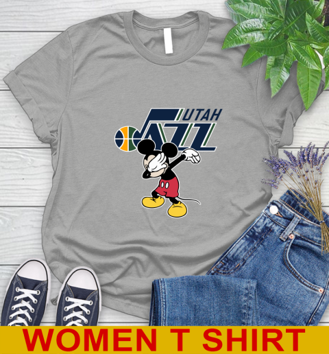 Utah Jazz NBA Basketball Dabbing Mickey Disney Sports Women's T-Shirt 11