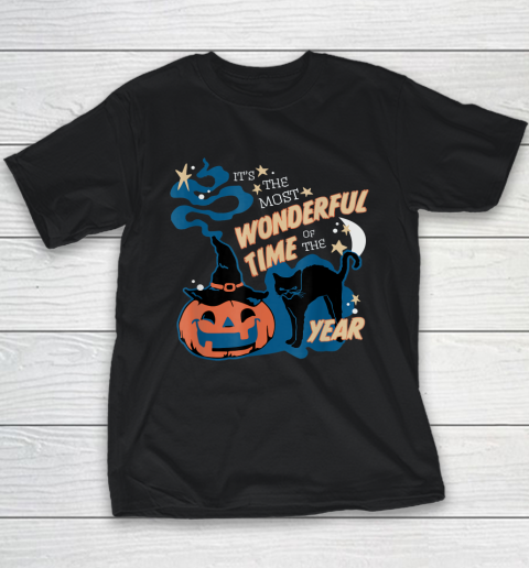 Black Cat Halloween Shirt It's the Most Wonderful Time Of The Year Youth T-Shirt