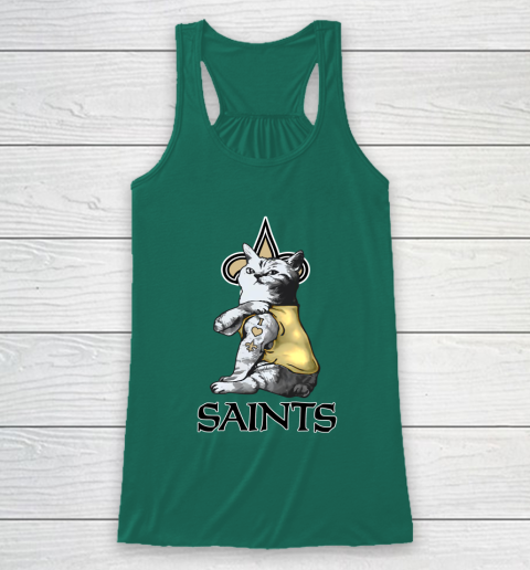NFL Football My Cat Loves New Orleans Saints Racerback Tank 5