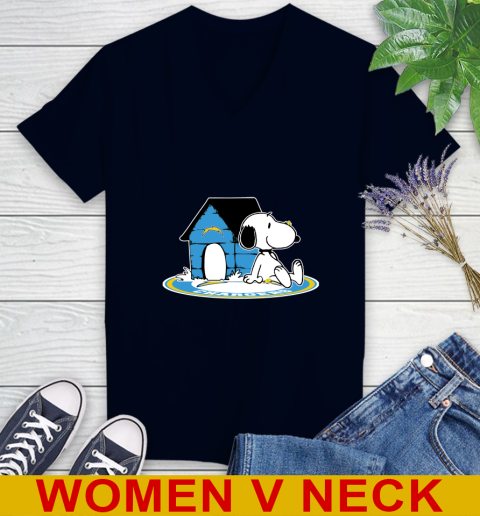 NFL Football Los Angeles Chargers Snoopy The Peanuts Movie Shirt Women's V-Neck T-Shirt 3