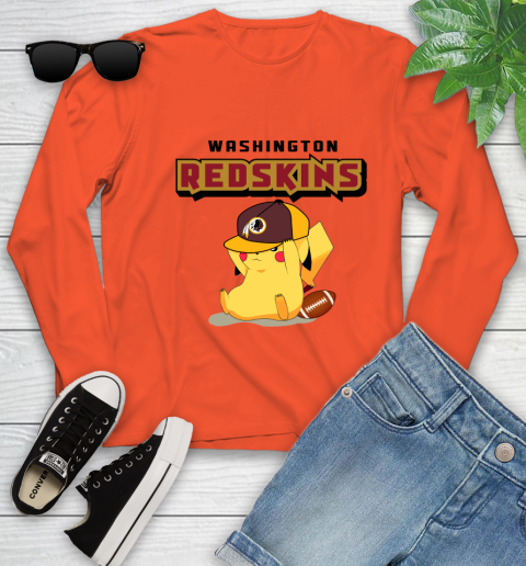 NFL Pikachu Football Washington Redskins Youth Long Sleeve 4