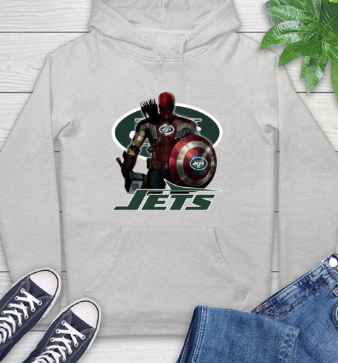 NFL Captain America Thor Spider Man Hawkeye Avengers Endgame Football New York Jets Hoodie