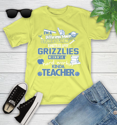 Memphis Grizzlies NBA I'm A Difference Making Student Caring Basketball Loving Kinda Teacher Youth T-Shirt 10