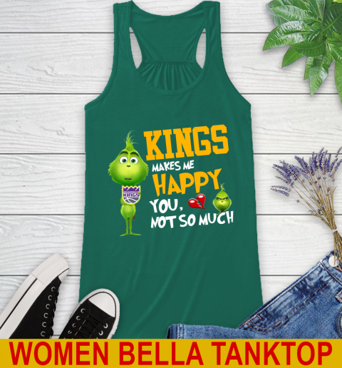 NBA Sacramento Kings Makes Me Happy You Not So Much Grinch Basketball Sports Racerback Tank 5