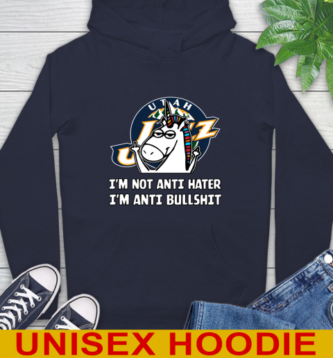 Utah Jazz NBA Basketball Unicorn I'm Not Anti Hater I'm Anti Bullshit Hoodie 4