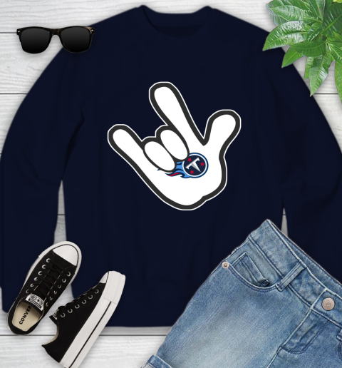 Tennessee Titans NFL Football Mickey Rock Hand Disney Youth Sweatshirt 3