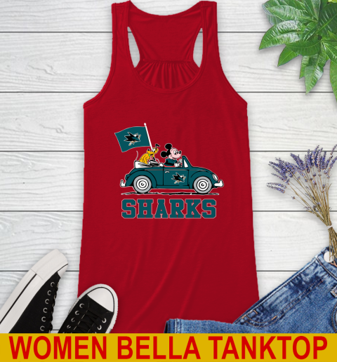 NHL Hockey San Jose Sharks Pluto Mickey Driving Disney Shirt Racerback Tank 6