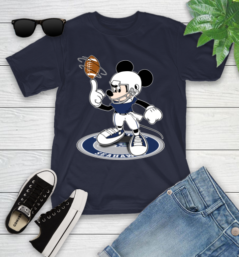 NFL Football Seattle Seahawks Cheerful Mickey Disney Shirt Youth T-Shirt 3