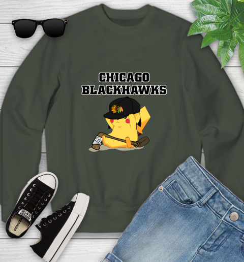 NHL Pikachu Hockey Sports Chicago Blackhawks Youth Sweatshirt 10