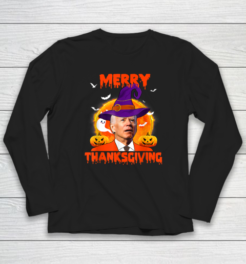Funny Joe Biden Merry Thanksgiving Confused Happy Halloween Long Sleeve T-Shirt