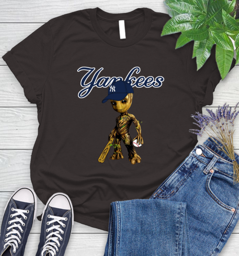 MLB New York Yankees Groot Guardians Of The Galaxy Baseball Women's T-Shirt 8