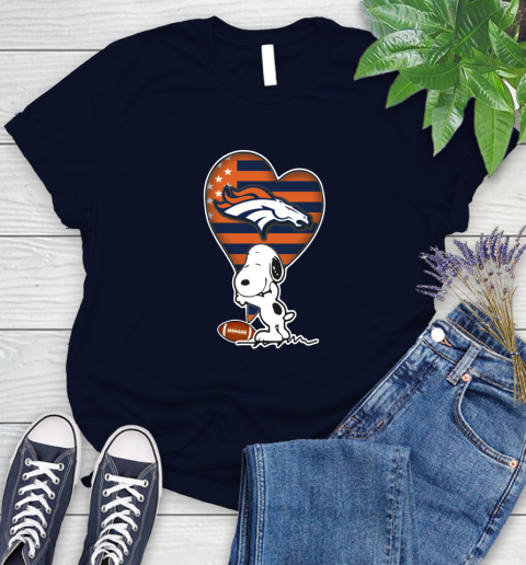Denver Broncos NFL Football The Peanuts Movie Adorable Snoopy Women's T-Shirt 3