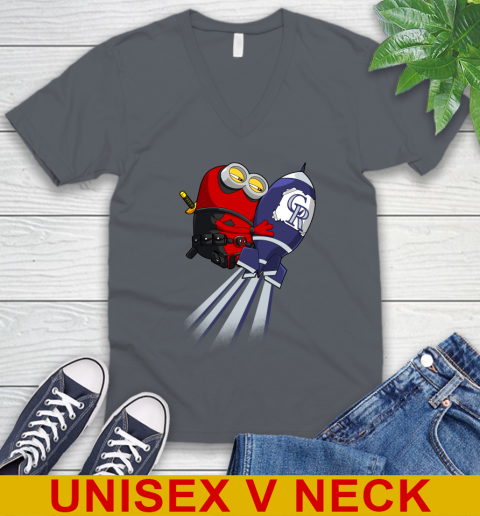 MLB Baseball Colorado Rockies Deadpool Minion Marvel Shirt V-Neck T-Shirt 4