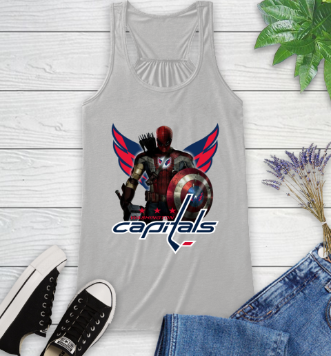 NHL Captain America Thor Spider Man Hawkeye Avengers Endgame Hockey Washington Capitals Racerback Tank