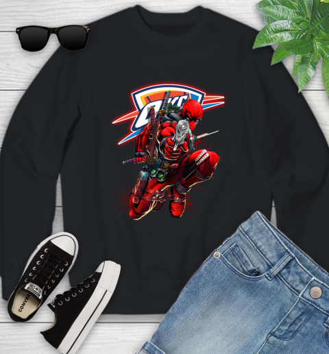 NBA Deadpool Marvel Comics Sports Basketball Oklahoma City Thunder Youth Sweatshirt 2