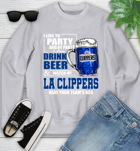 NBA Drink Beer and Watch My LA Clippers Beat Your Team's Ass Basketball Youth Sweatshirt 3