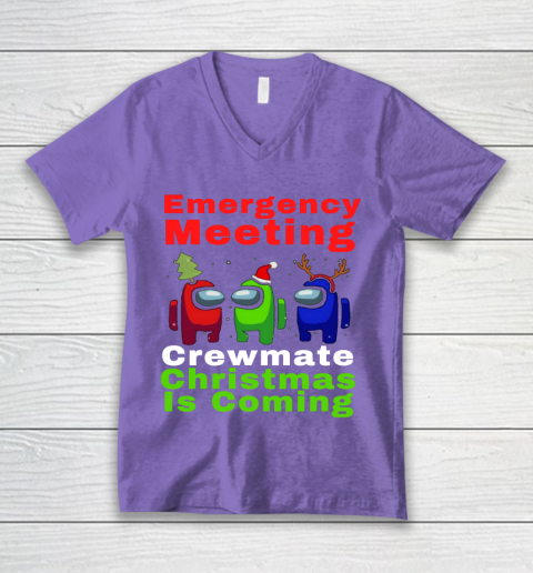 Among Us Emergency Meeting Crewmate Christmas Is Coming V-Neck T-Shirt 8