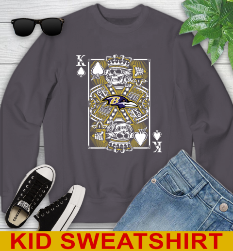 Baltimore Ravens NFL Football The King Of Spades Death Cards Shirt Youth Sweatshirt 5