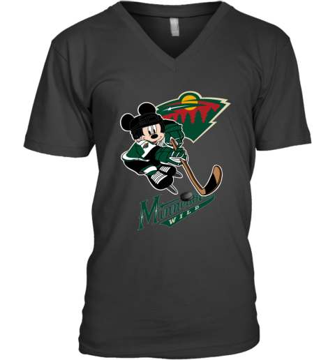 NHL Minnesota Wild Mickey Mouse Disney Hockey T Shirt FHPPECk7Btm v neck unisex 8 95 151514 front black
