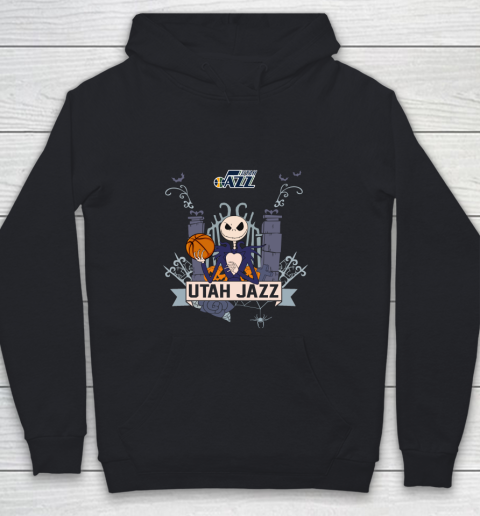 NBA Utah Jazz Basketball Jack Skellington Halloween Youth Hoodie