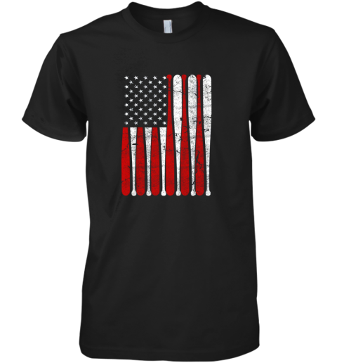 Vintage American Flag Baseball Men Boys Apparel Dad 4th July Gift Premium Men's T-Shirt