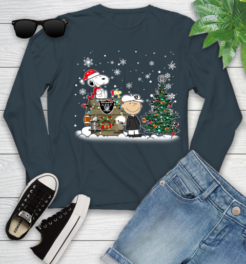 NFL Oakland Raiders Snoopy Charlie Brown Christmas Football Super Bowl Sports Youth Long Sleeve 9