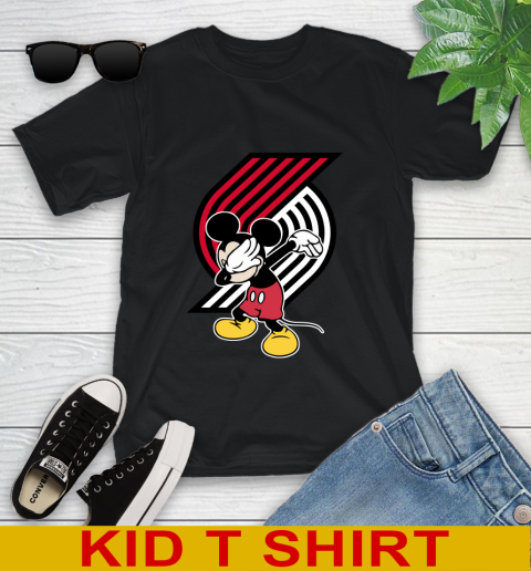 Portland Trail Blazers NBA Basketball Dabbing Mickey Disney Sports Youth T-Shirt 2