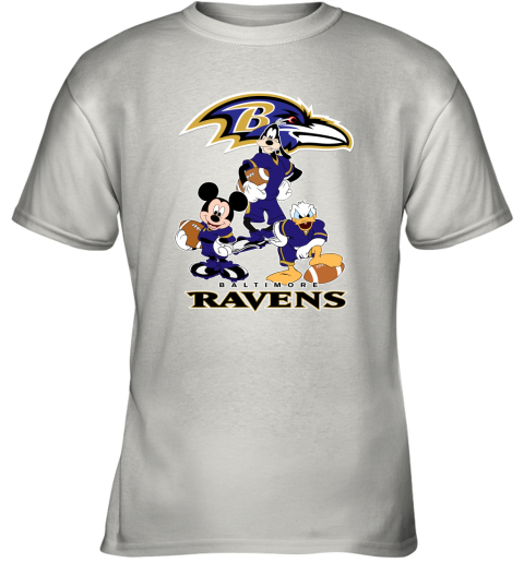 Mickey Donald Goofy The Three Baltimore Ravens Football Shirts Youth T-Shirt