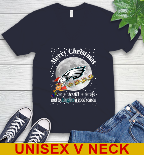 Philadelphia Eagles Merry Christmas To All And To Eagles A Good Season NFL Football Sports V-Neck T-Shirt 2