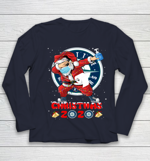 Seattle Mariners Funny Santa Claus Dabbing Christmas 2020 MLB Youth Long Sleeve 2