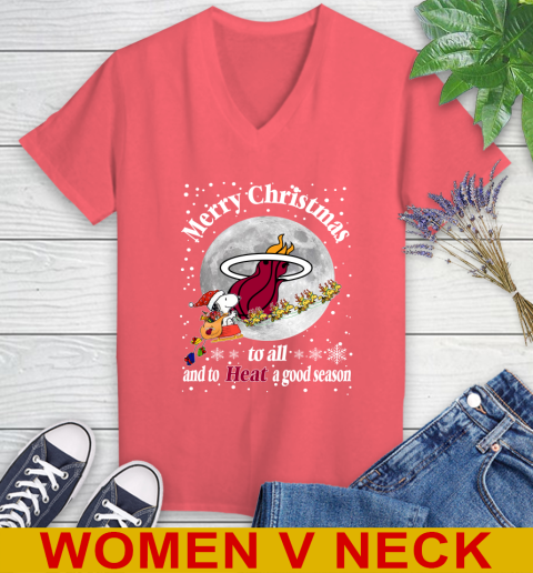 Miami Heat Merry Christmas To All And To Heat A Good Season NBA Basketball Sports Women's V-Neck T-Shirt 6