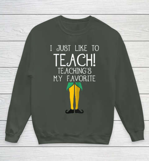 Cute TEACHER ELF Christmas T Shirt I Just Like to Youth Sweatshirt 8