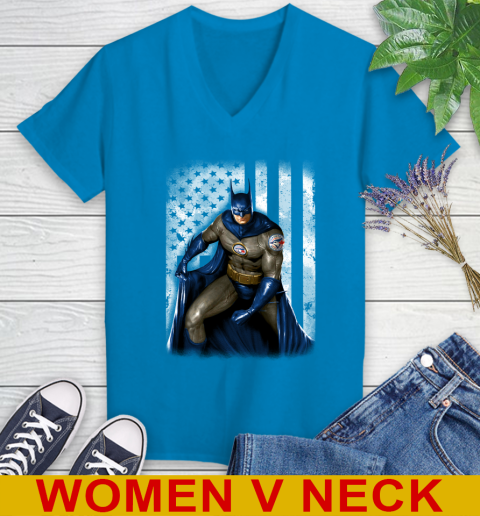 Toronto Blue Jays MLB Baseball Batman DC American Flag Shirt Women's V-Neck T-Shirt 7