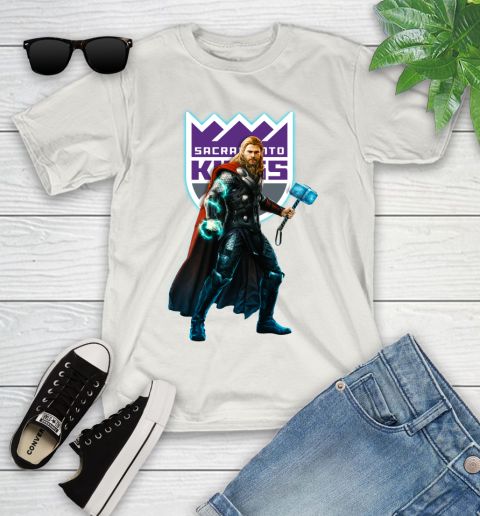 NBA Thor Avengers Endgame Basketball Sacramento Kings Youth T-Shirt 12