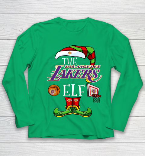 Los Angeles Lakers Christmas ELF Funny NBA Youth Long Sleeve 4