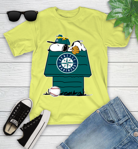 MLB Seattle Mariners Snoopy Woodstock The Peanuts Movie Baseball T Shirt Youth T-Shirt 8