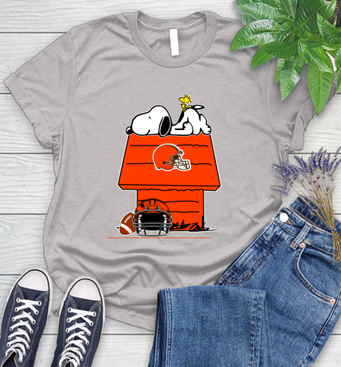 Cleveland Browns NFL Football Snoopy Woodstock The Peanuts Movie Women's T-Shirt 10