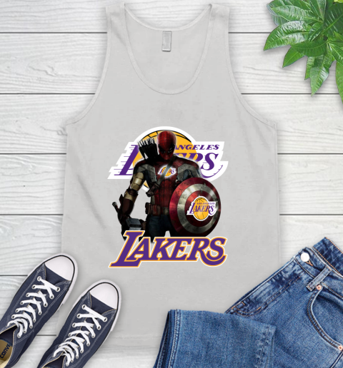 Los Angeles Lakers NBA Basketball Captain America Thor Spider Man Hawkeye Avengers Tank Top