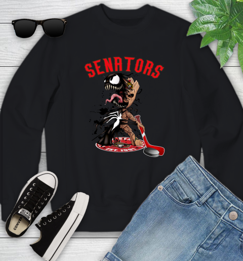 NHL Ottawa Senators Hockey Venom Groot Guardians Of The Galaxy Youth Sweatshirt 2
