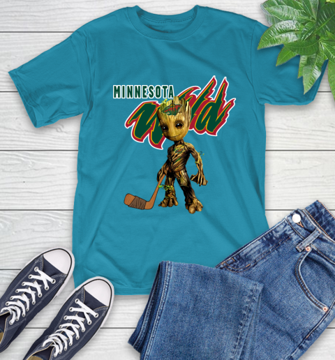 Minnesota Wild NHL Hockey Groot Marvel Guardians Of The Galaxy T-Shirt 8