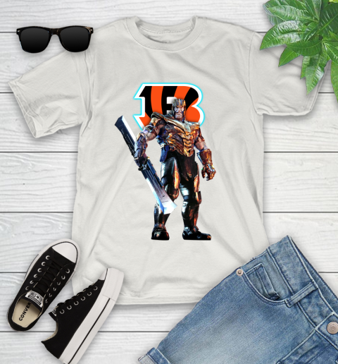 NFL Thanos Gauntlet Avengers Endgame Football Cincinnati Bengals Youth T-Shirt 12
