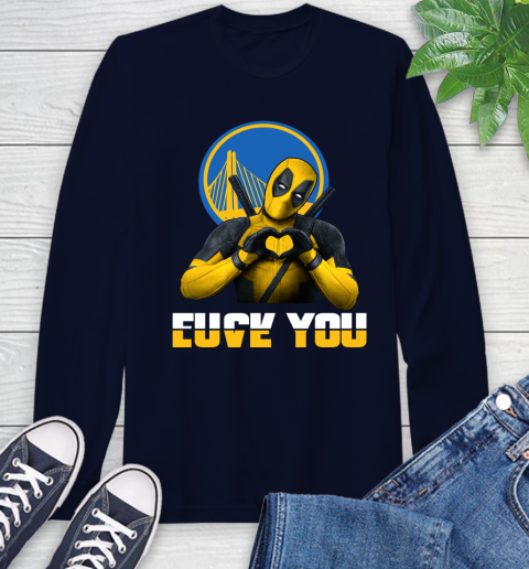 NBA Golden State Warriors Deadpool Love You Fuck You Basketball Sports Long Sleeve T-Shirt 3
