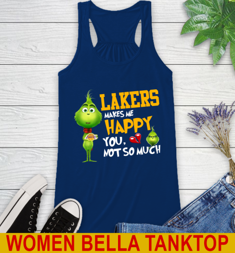 NBA Los Angeles Lakers Makes Me Happy You Not So Much Grinch Basketball Sports Racerback Tank 7