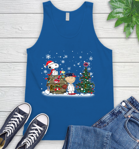 MLB Cleveland Indians Snoopy Charlie Brown Christmas Baseball Commissioner's Trophy Tank Top 4