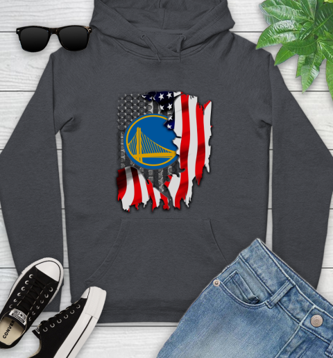 Golden State Warriors NBA Basketball American Flag Youth Hoodie 10