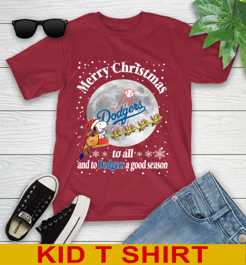 Los Angeles Dodgers Merry Christmas To All And To Dodgers A Good Season MLB Baseball Sports Youth T-Shirt 12