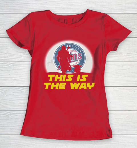 Minnesota Twins MLB Baseball Star Wars Yoda And Mandalorian This Is The Way Women's T-Shirt 9