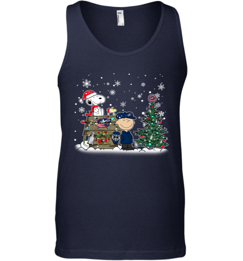 NHL Columbus Blue Jackets Snoopy Charlie Brown Woodstock Christmas Stanley Cup Hockey T Shirt DN9DtLwroJI unisex tank 17 95 151514 front navy